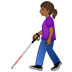 👩🏾‍🦯 woman with white cane: medium-dark skin tone display on Samsung